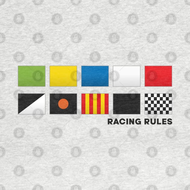 'Racing Rules' F1 Flag Motorsport Black Text Design by DavidSpeedDesign